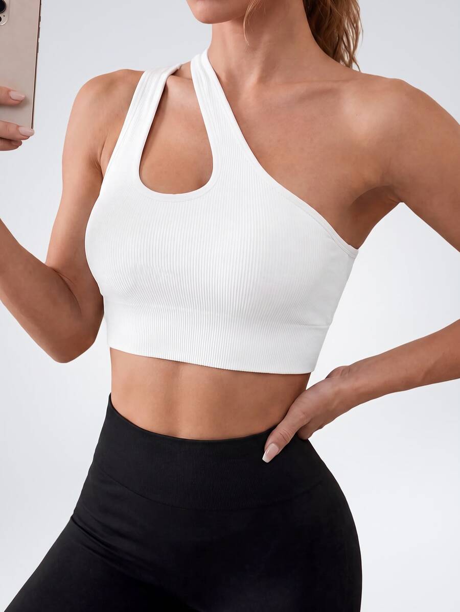 Easithlete Easithlete Sujetador deportivo de un hombro con abertura crop - Blanco - Ver 1
