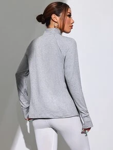 Easithlete Easithlete 女士纯色拉链长袖卫衣 秋季拉链卫衣 - 灰色 - 查看 2