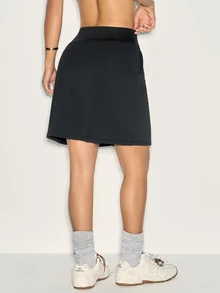 Easithlete Easithlete Rok-Celana Pendek Olahraga Lipit Warna Polos Kasual - Hitam - View 3