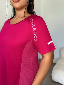 Velisys Velisys Plus Size Asymmetric Hem Letter Print Summer Sports ...
