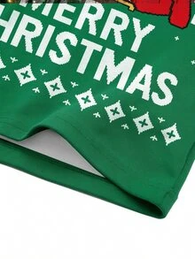 Manfinity Homme Kaos Natal Hijau Pasangan Serasi dengan Gambar Santa Claus, Bir, dan Kepingan Salju yang Lucu, Kaos Pesta Liburan Lengan Pendek, Unisex - MultiWarna - View 6