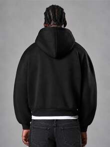 STYNVO Men's Letter Pattern Zip-Up Casual Daily Hoodie - Black - View 6