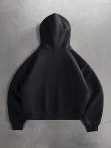 STYNVO Men's Letter Pattern Zip-Up Casual Daily Hoodie - Black - View 2