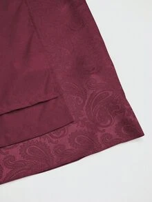 Fairmaia 女款德式傳統優雅文化提花領口自繫腰帶喇叭下擺洋裝，萬聖節泰國杜拜度假款，白色酒紅秋季 - 酒紅色 - 查看 4