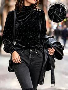 SHEIN LUNE CURVE Plus Size Knitted Elegant Long-Sleeved Autumn Shirt Fall - Black - View 8