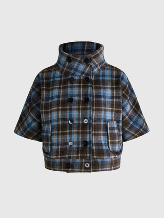 Sweetness Women's Autumn/Winter Vintage Plaid Tweed Jacket With Attached Sleeves