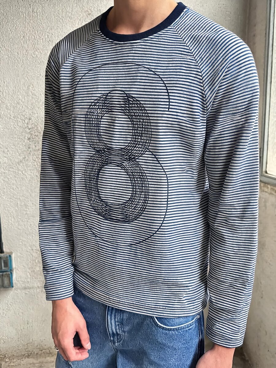 ROMWE MEN Casual minimalistisk asymmetrisk långärmad slim fit t-shirt med visuellt siffertryck - Multifärgad - Visa 1