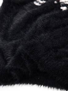 ROMWE Sweater Pullover Mewah Bermotif Tengkorak Klasik Gaya Gothic Natal untuk Wanita Ukuran Plus, Pakaian Jalanan, Gaya Gothic, Natal, dan Pakaian Berbulu - Hitam - View 9