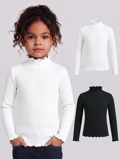 SHEIN 2PCS Tween Girls T-Winter Shirts Kids