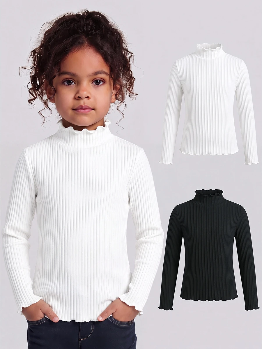SHEIN 2 قطعة قمصان شتوية للفتيات المراهقات الأطفال - متعدد الألوان - مشاهدة 1