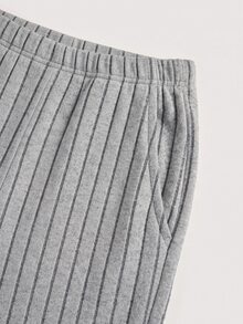 SHEIN Tween Girls Versatile Bow Pattern Long Sleeve & Long Pants 2 Pieces Set, Light Gray - Grey - View 3