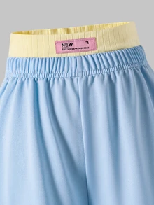 SHEIN Reset Phase 青少年女孩秋季穿搭上衣 2件/套 圓領 92%棉 甜美輕便休閒寬鬆 青少年短袖長袖 度假正式款 奶油黃 藍色 - 彩色 - 查看 9