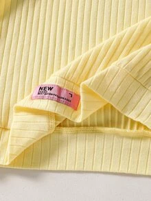SHEIN Reset Phase 青少年女孩秋季穿搭上衣 2件/套 圓領 92%棉 甜美輕便休閒寬鬆 青少年短袖長袖 度假正式款 奶油黃 藍色 - 彩色 - 查看 8