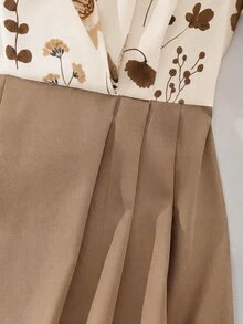 GlowEve Women's Floral Print A-Line Midi Dress,Spring AndSummer,Elegant, Office Commute Casual Fashion Date,Dress Only - Brown - View 5