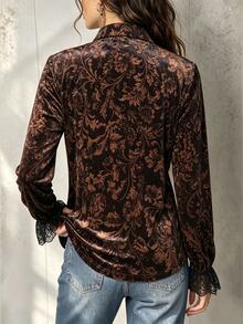 Glimmora Women's Jacquard Long Sleeve Single-Breasted Elegant Blouse - Multicolor - View 2