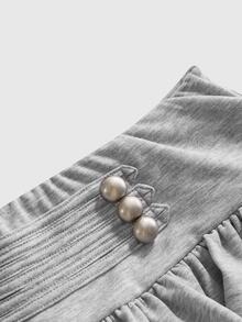 ROMWE Y2K Hot Girl Metal Rivet Napoleon Design Mini Cake Skirt Plus Size Women's Skirt - Black - View 3
