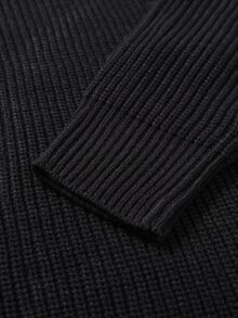 Manfinity CasualKnits Men's Solid Color Airplane Buckle Casual Daily Travel Cardigan - Black - View 4