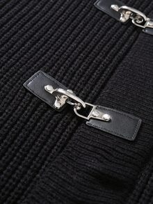 Manfinity CasualKnits Men's Solid Color Airplane Buckle Casual Daily Travel Cardigan - Black - View 3