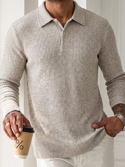 HUEFORM Men's Loose Fit Knit Pullover Sweatshirt, Vintage Khaki Business Casual Autumn/Winter, Suitable For Mature Business Casual And Daily Outings