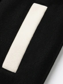 Yalmera Winter Two Tone Double Breasted Overcoat - Black - View 5
