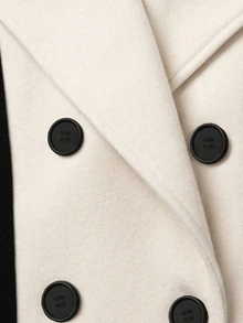 Yalmera Winter Two Tone Double Breasted Overcoat - Black - View 6