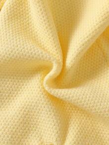 SHEIN Baby Girls Sweater Onesies Cute Matching Casual Knit Turn Collar With Vintage Twisted Rope Pattern Back Neck Button Long Sleeve Knitted Jumpsuit Soft - Yellow - View 8