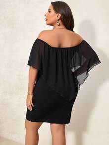 Reflora Plus Off Shoulder Bodycon Dress - Black - View 6