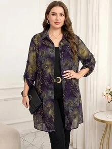Reflora Plus Size Elegant Commuter Brunch Party Yellow Blouse Summer - Multicolor - View 1