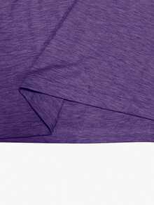 Omancia Women's Solid Color V-Neck Casual Versatile Daily Outing T-Shirt - Purple - View 5