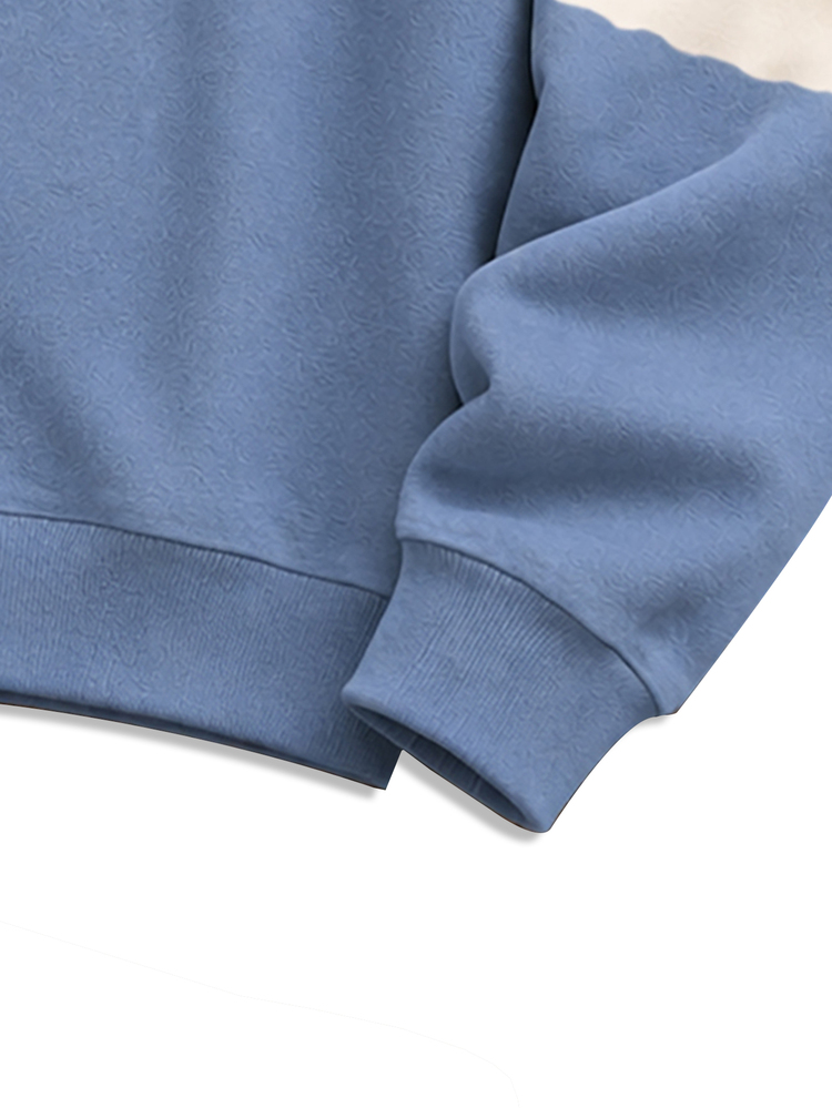 HypeHours Men's Letter Graphic Patchwork Color Casual Daily Hoodie - Multicolor - View 3