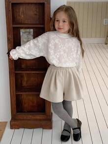 Hapijoa Young Girl) Woolen Autumn/Winter Casual Cute Short Basic Gray Shorts - Apricot - View 1