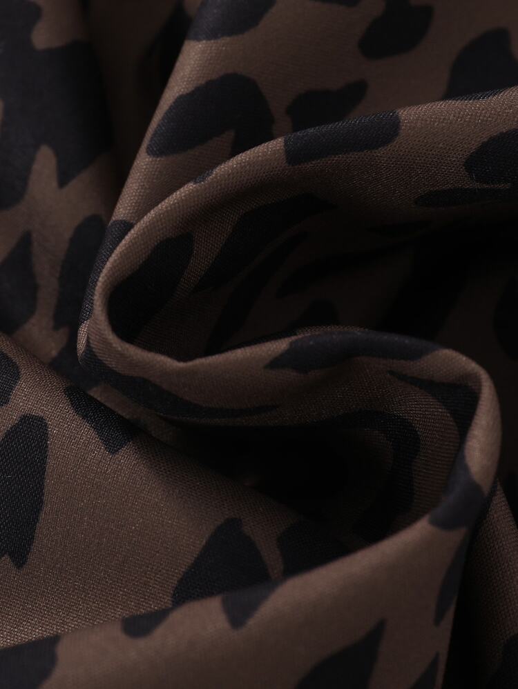 1 pieza Pantalones cargo de pierna ancha con estampado de leopardo para niños, pantalones largos casuales de mezclilla para niños jóvenes, detalle de bolsillo con solapa, estilo callejero hip hop, adecuados para atuendos diarios de niños - Multicolor - Añade 7