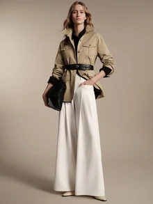 Anewsta Essential New Spring/Autumn Khaki Utility Style Casual Trench Coat Jacket, Urban Women's Lapel Multi-Pocket Dropped Shoulder Slightly Loose Cotton-Feel Commuter Jacket, Suitable For Work Commute, Shopping, Store Visiting, Short Trips, Light Outdoor, Daily Wear - Khaki - View 3