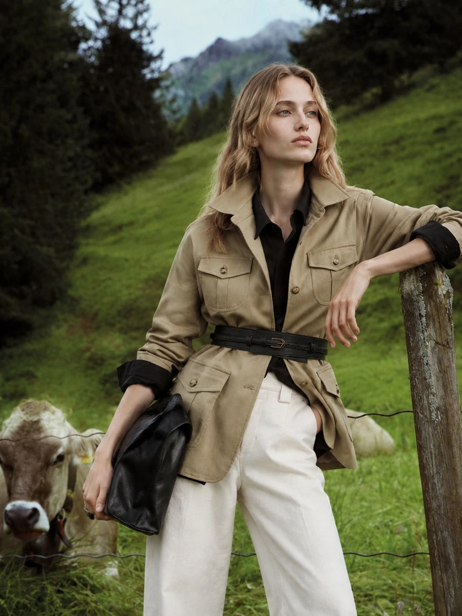 Anewsta Essential New Spring/Autumn Khaki Utility Style Casual Trench Coat Jacket, Urban Women's Lapel Multi-Pocket Dropped Shoulder Slightly Loose Cotton-Feel Commuter Jacket, Suitable For Work Commute, Shopping, Store Visiting, Short Trips, Light Outdoor, Daily Wear