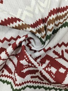 Linhara Celana Panjang Longgar Ukuran Besar Motif Salju Liburan dengan Ikat Pinggang - MultiWarna - View 5