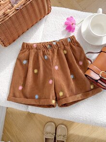 SHEIN Little Byeori Young Girl Young Girl Woven Fitted Casual Shorts - Brown - View 7