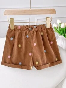 SHEIN Little Byeori Young Girl Young Girl Woven Fitted Casual Shorts - Brown - View 9