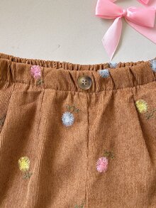 SHEIN Little Byeori Young Girl Young Girl Woven Fitted Casual Shorts - Brown - View 5