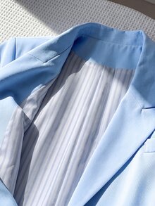 Comfortcana Women Plus Size Casual Smart Elegant Business Commute Double Breasted Blazer Office Fall - Blue - View 4