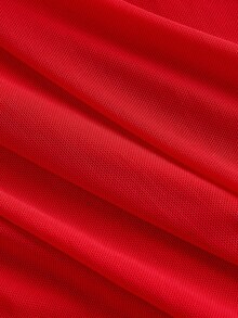 Skyraze Women's Red Bell Sleeve Mermaid Dress,Elegant Autumn Party Date Dinner Square Neck Bodycon Maxi,Vintage Gothic Fairycore Ruched Mesh Formal Wedding - Red - View 6