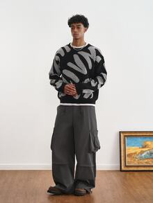 Manfinity Roghcode Men's Letter Pattern Casual Daily Long Sleeve Sweater - Multicolor - View 5