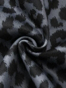 Children's Grey Fleece Leopard Print Wide Leg Sweatpants, Elastic Waistband, Easy To Put On And Take Off, Loose Straight Fit, Casual Style, For Winter - Multicolor - View 6