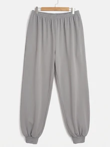 SHEIN EZwear Plus Letter Graphic Hoodie & Sweatpants Fall - Grey - View 3