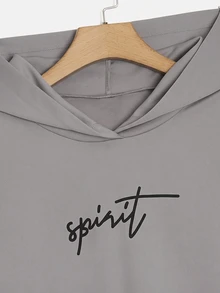 SHEIN EZwear Plus Letter Graphic Hoodie & Sweatpants Fall - Grey - View 7