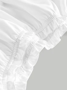 SHEIN MOD Cold Shoulder Frill Trim Flounce Sleeve Bell Sleeves White Dress, Graduation Dress,Halloween Christmas Party - White - View 3