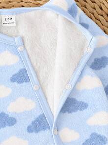 1pc Autumn/Winter Newborn Knitted Comfortable Soft Double-Sided Fleece All-Over Print Cute Playful Pattern Loungewear, Home Wear, Versatile Fashion, Best Choice, Best Gift For Newborn - Multicolor - View 6