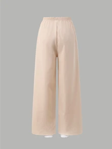 SHEIN 1pc Teen Girls' Sports Taped Long Pants, Suitable For Outings, Sports, Outdoor, Autumn/Winter - Apricot - View 5
