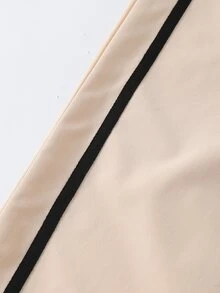 SHEIN 1pc Teen Girls' Sports Taped Long Pants, Suitable For Outings, Sports, Outdoor, Autumn/Winter - Apricot - View 8