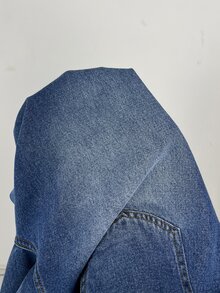 SHEIN EZwear 女款藍色拼接口袋休閒街頭風牛仔吊帶連身褲，適合秋季旅行、外出、上學、週末、日常與野餐 - 中等水洗藍 - 查看 7