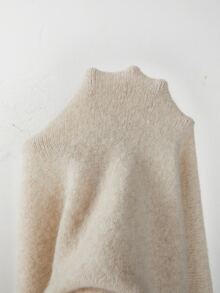 RosyDaze Women Oversized Polo Collar Balloon Sleeve Knit Sweater - Apricot - View 8